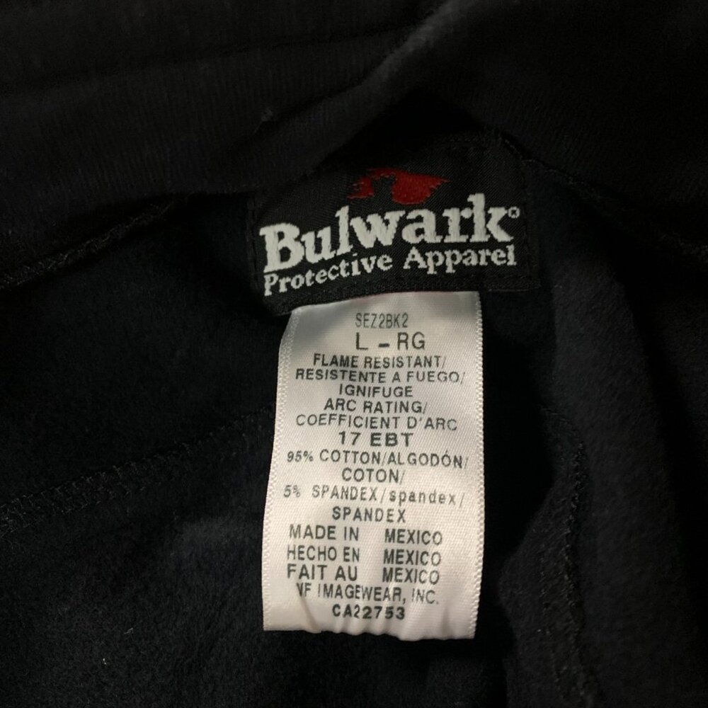 Bulwark Protection Men's Black Large Regular Flame Resistant FR Full Zip Jacket - Picture 3 of 16